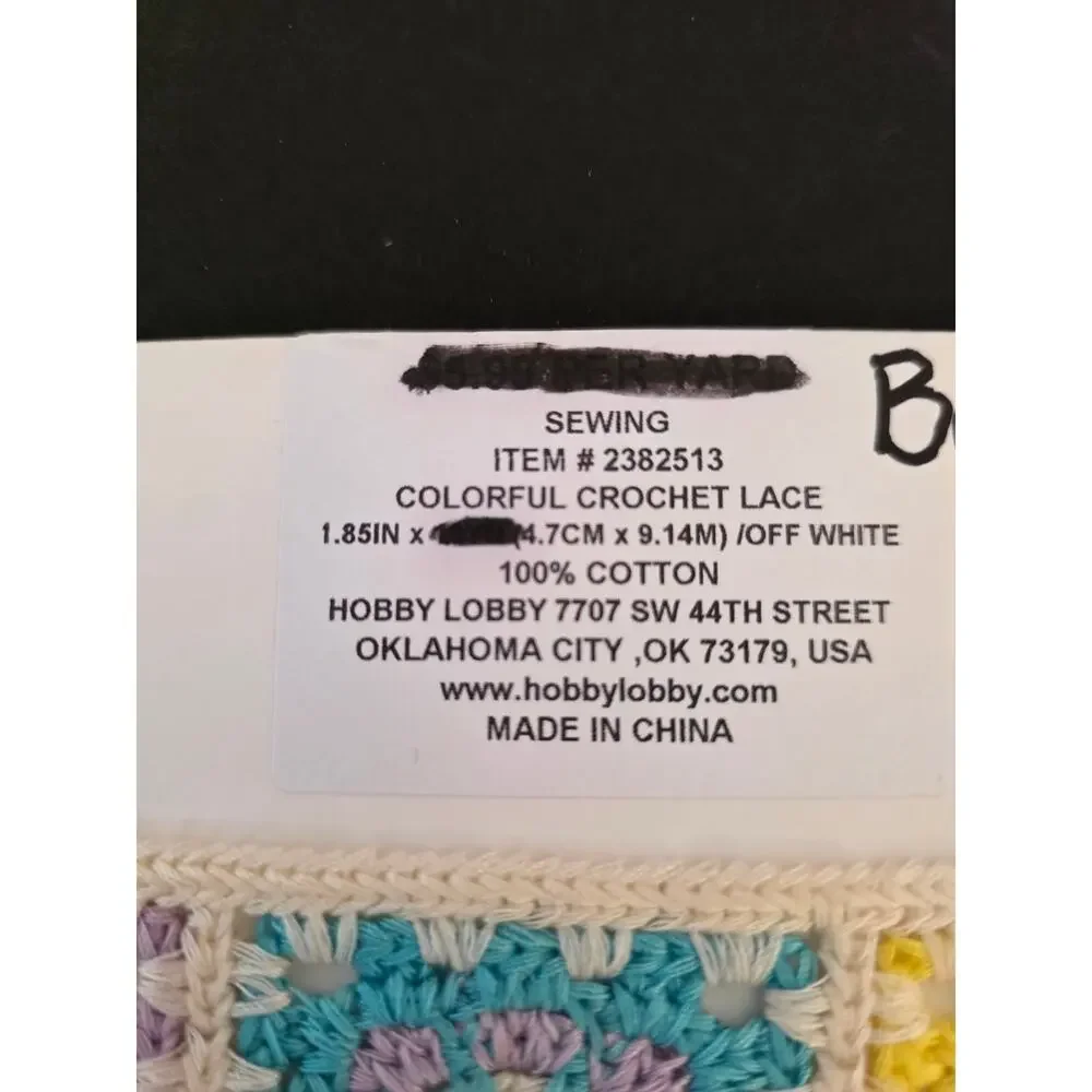 Colorful Granny Square Crochet Lace White Rainbow Crafting Quilting Boho NEW